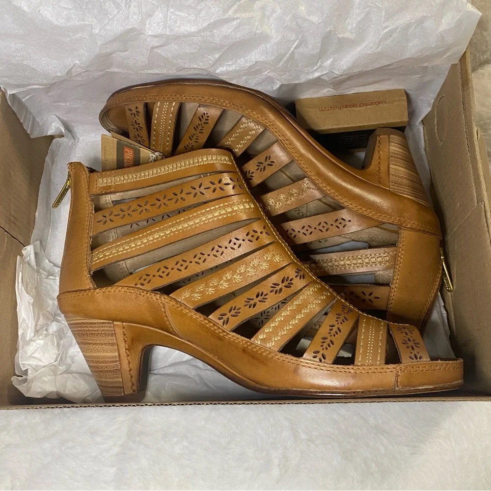 NIB Pikolinos Brandy Java Leather Heels Sandals in Color Farbe -Size 38